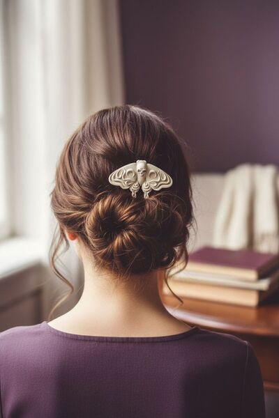 Bihome Ev Dekor & Hediyelik 3D Baskı Kelebek Formlu Kafatası Saç Tokası | Got...