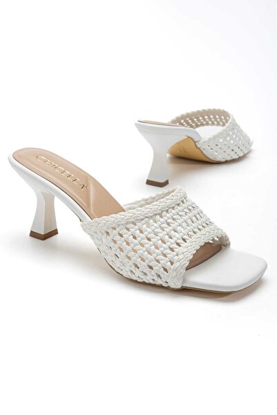 CHICELLA Leonei White Knitted Detailed Women's Slippers