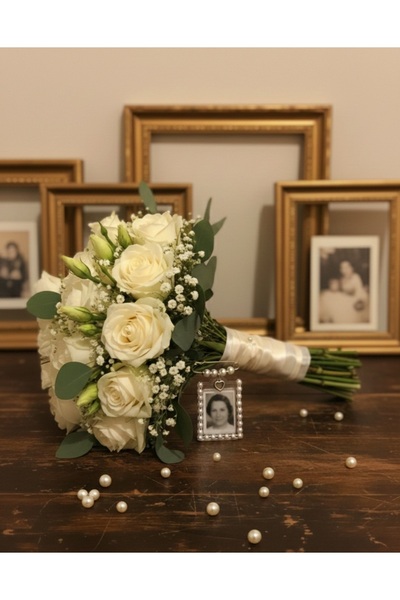 DKD Gelin Buketi Anı Charmı - İğneli Gelin Çiçeği Hatıra Çerçevesi -Düğün Hat...