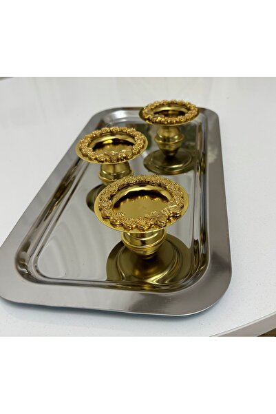 Elzemm store Gold Color 6 Pieces Gold Ribbon Framed Macaron Holder Turkish De...