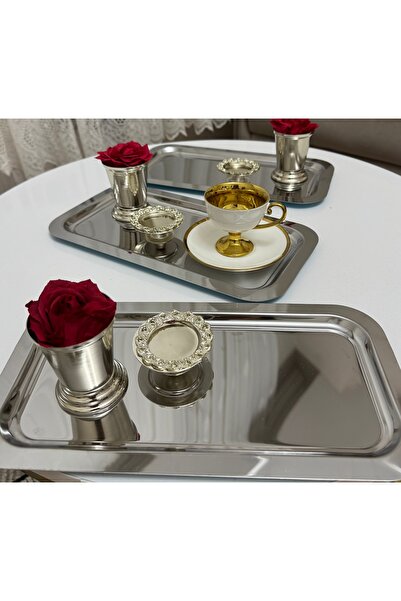 Elzemm store Three Models of Steel Large Tray, Silver Rose Bowl and Macaron H...
