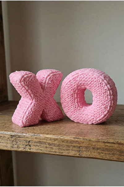 Alvina Atölye XO Dekoratif Obje - Örgü Görünümlü 3D Baskı Pembe Biblo - Moder...