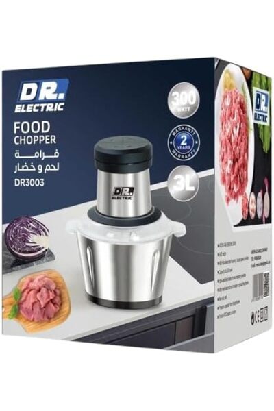 DR.ELECTRIC فرامة لحم وخضار كهربائية 3 لتر، 300 واط، ستانلس ستيل، 4 شفرات، سر...