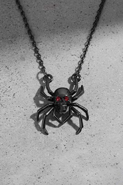 Karakedi Black Red Eyed Gothic Skull Necklace