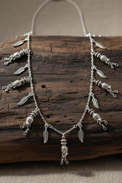 Karakedi Silver Ethnic Pendant with Leaf and Bud Detail