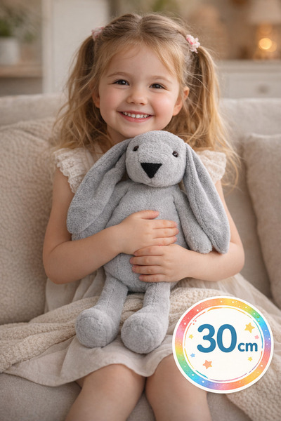 TOYFEST 30 cm Long Eared Gray Plush Rabbit – Soft Sleeping Companion, Baby an...