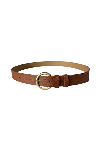 stravis Tan Belt with Round Antique Buckle