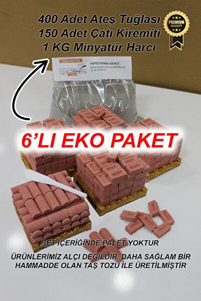 BLACKONECLASS 6'lı Ekonomik Paket 1:16 Ölçek 400 Tuğla, 150 Çatı kiremiti, 1 ...