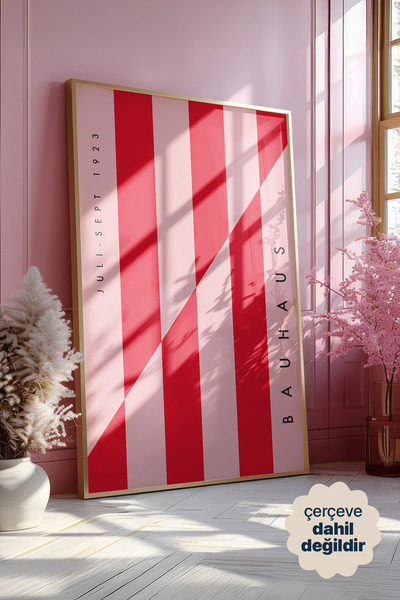 Persona Istanbul Bauhaus 1923 "Optik Kırılma" - Pembe Geometri Posteri(Çerçev...