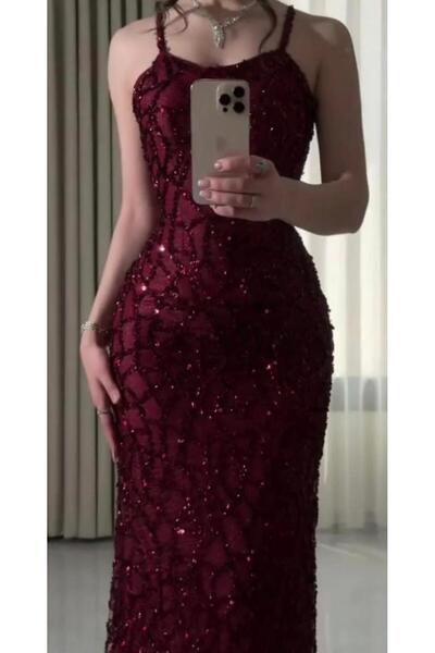 ELHAM FASHION Ruby evening dress in burgundy