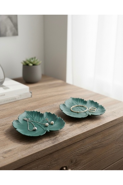 Silver 2-Piece Decorative Leaf-Shaped Presentation Plate & Snack Bowl