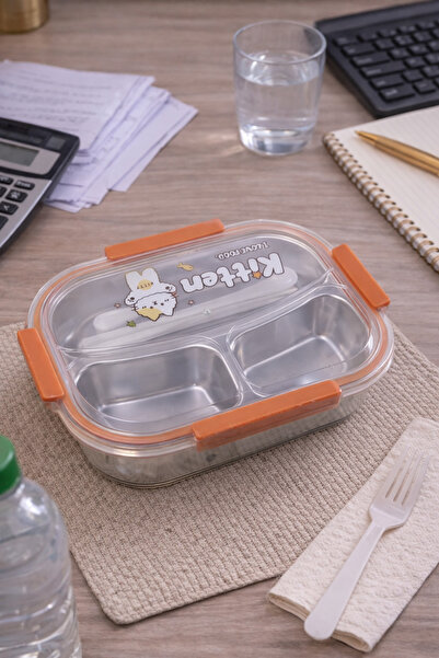 Generic A cute cat-themed food storage container that is practical and lightw...