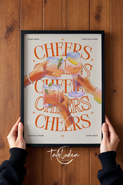 tablodea Poster înrămat cu tematică șic Cheers Cocktail Cafe Pub Bar Tablos T...