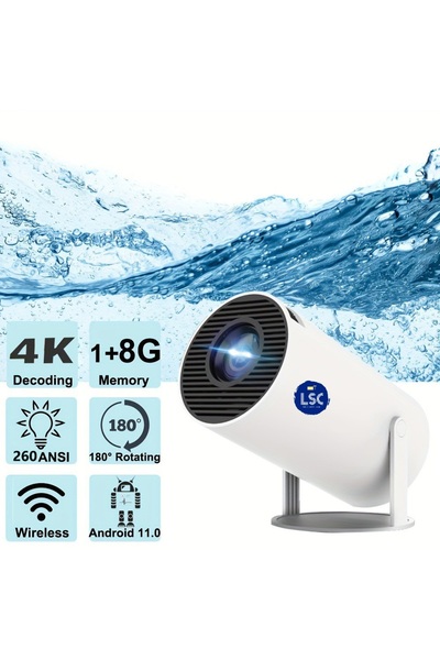 Lsc Videoproiector Smart Portabil HY300 Pro 360, Android 12, Suport Full HD 8K & 4K, Wi-Fi 6