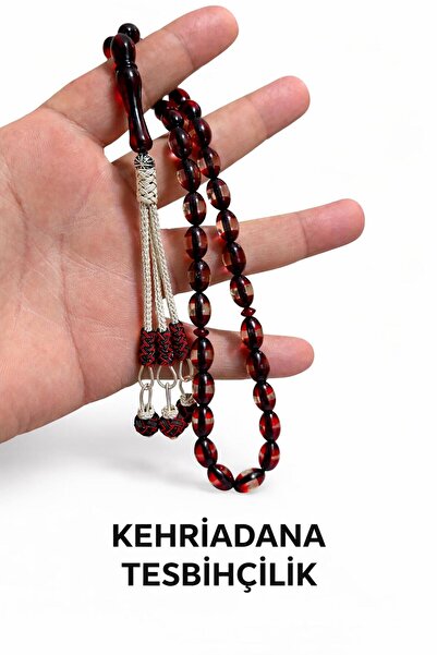 KEHRİADANA TESBİHCİLİK 1000 Ayar Kazaz Gümüş Işlemeli Püsküllü Sürmeli Ateş K...