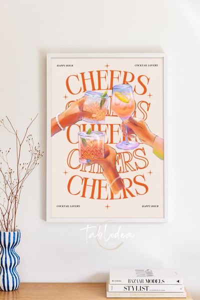 tablodea Poster înrămat cu tematică șic Cheers Cocktail Cafe Pub Bar Tablos T...