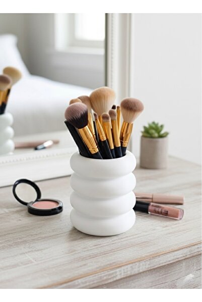 Vescarri منظم فرش المكياج - حامل أقلام - حامل فرشاة ومستحضرات تجميل لسطح المكتب