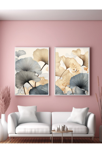 lawhat لوحة ديكور غرفة المعيشة ذات أوراق الجنكة البسيطة والفاخرة مطبوعة على ق...