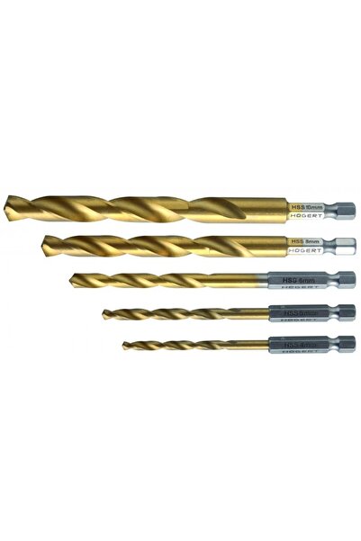 Hogert Metal drill bit set, HT6D180, 5 pieces, HSS steel