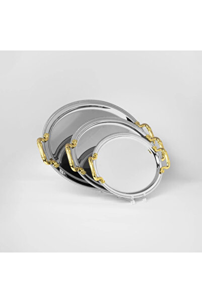 Generic 3-piece stainless steel serving tray set with an elegant design