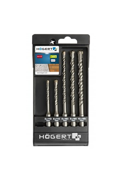 Hogert Set of 5 drill bits, HT6D370, SDS+, for masonry