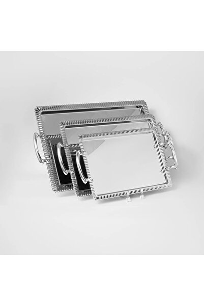 Generic 3-piece stainless steel serving tray set in various sizes with a new ...