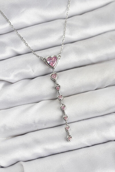 Clariss قلادة نسائية من الفولاذ 316L بلون فضي وقلب وردي