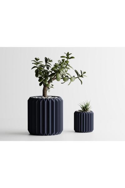 Sani Decorative pot Sani, Florida 100 x 100 x 103 mm, Dark Blue Matt
