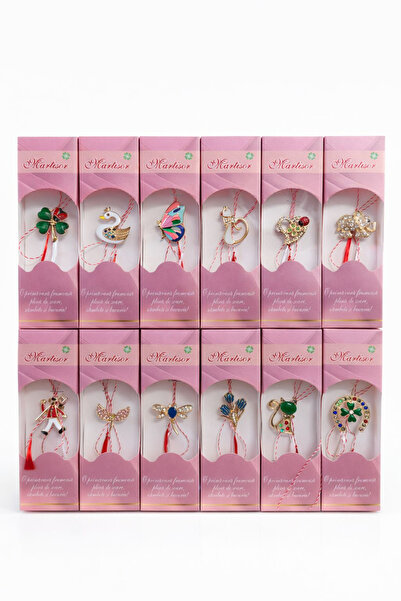 OEM Set de 24 broșe Mărțișor, 13x4 cm, modele mixte, cadou de 1 Martie pentru...