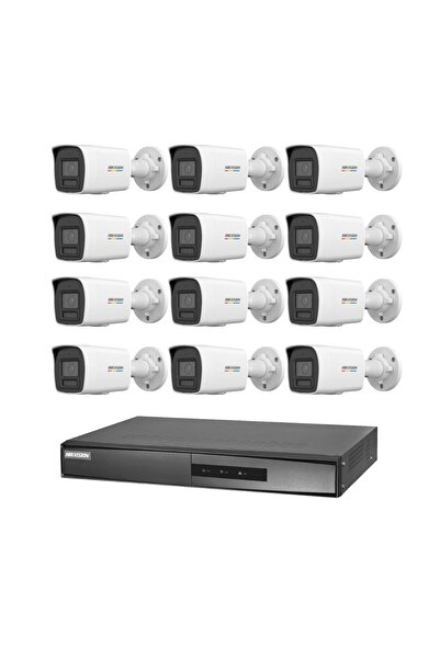 Hikvision 12 Kameralı 2 Mp ColorVu İp Güvenlik Kamera Seti DS-2CD1027G2H-LIUF...