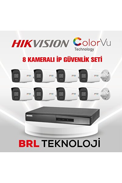 Hikvision 8 Kameralı 2 Mp ColorVu İp Güvenlik Kamera Seti DS-2CD1027G2H-LIUF ...