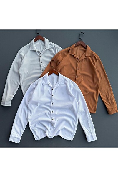 Beylerce 3 Pieces Corded Fabric Fabric Draped Shirt