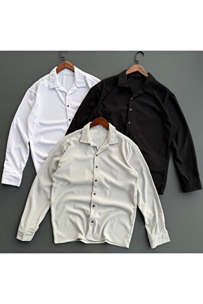 Beylerce 3 Pieces Corded Fabric Fabric Draped Shirt