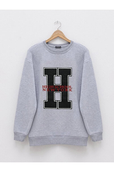 nedo7 Embroidered front bicycle collar sweat tunic - gray