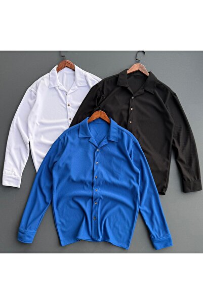 Beylerce 3 Pieces Corded Fabric Fabric Draped Shirt