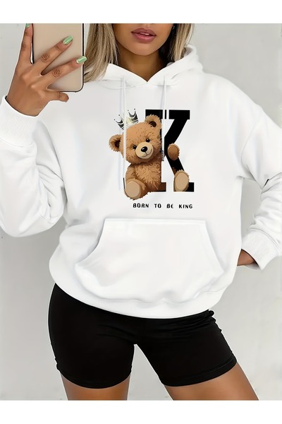 ship master Unisex Oversize Φούτερ με Κουκούλα – Τυπωμένο Καθημερινό Άνετο Φο...