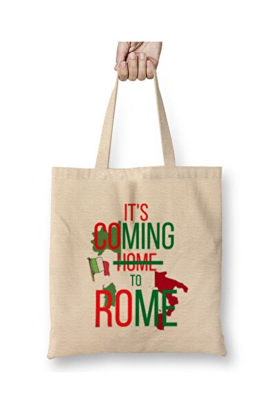 Toyaso Rome Italy Travel Sightseeing Tourist White Cloth Bag Long Handle Shop...