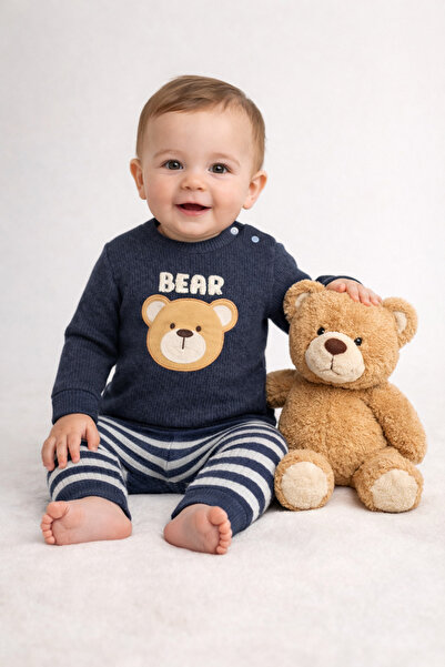 bebekyol Bear Embroidered Baby Boy Suit