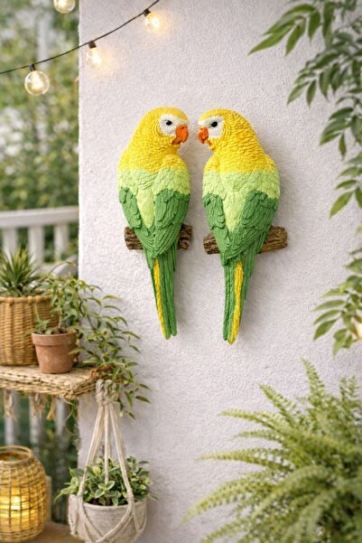 BUBUHOMEDECOR 2'li Reçine Papağanı Bahçe ve Balkon Süsü