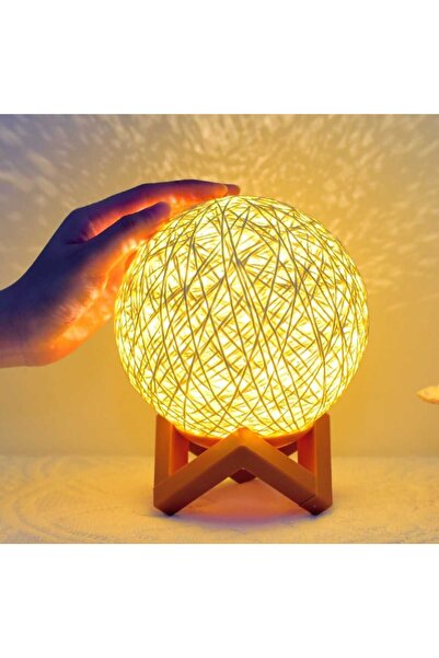 Rrzshop LED lamp, wood/acrylic, natural/beige, 18 x 15 cm, USB powered