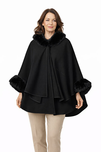 Mutlu City Poncho pentru femei de vârstă mijlocie și peste cu guler din plasă...