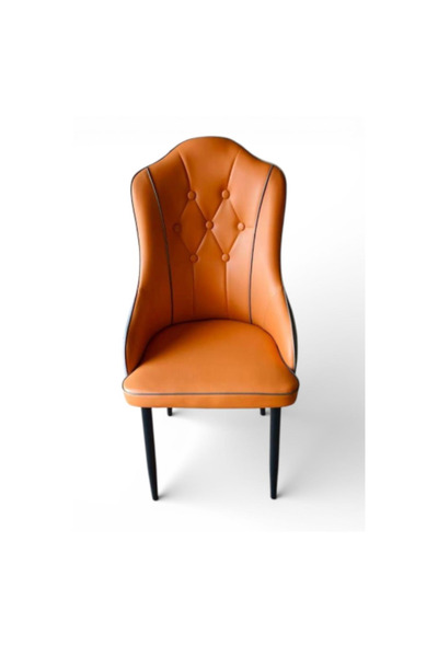 LAOBAN Modern PU Leather Dining Chair, High Back with Soft Seat, orenge 1pcs