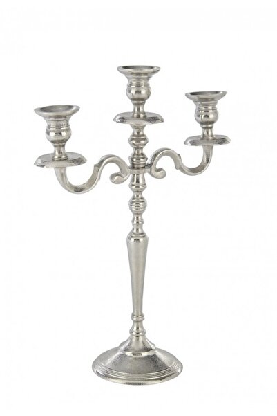 Bizzotto Сребърен алуминиев свещник Karan 29x29x40 см