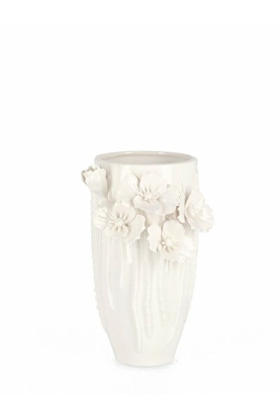 Bizzotto White Porcelain Flower Vase Poppy 14.5x13x22 cm