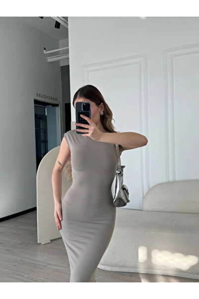 nedo7 Sleeveless Long Lycra Dress - Gray
