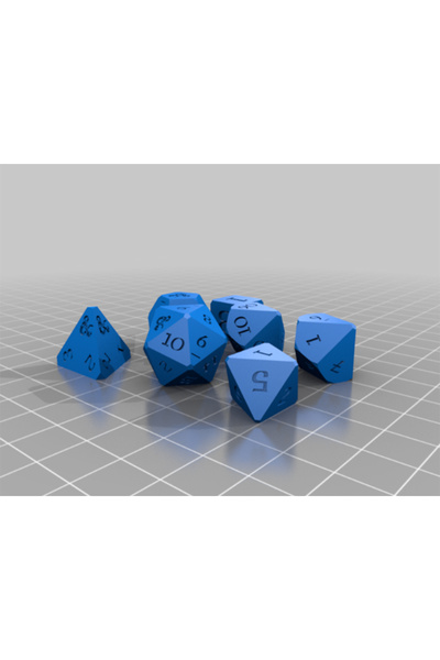 AtölyeMatris D & D Dungeons and Dragons Oyun 7'li Zar Seti Mavi Renk 3D BASKI...