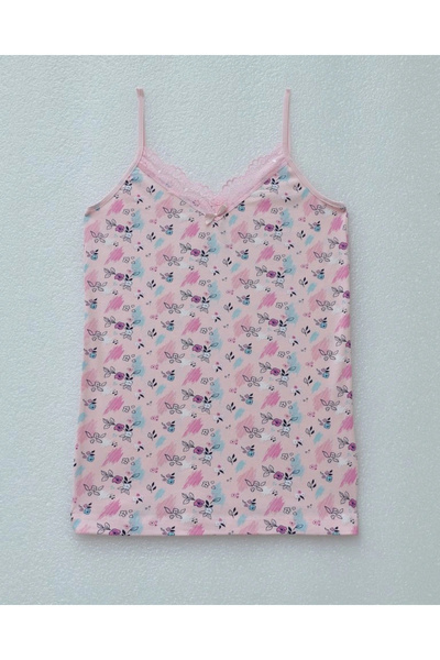 nedo7 Floral Patterned Lace Strap Tank Top - Powder