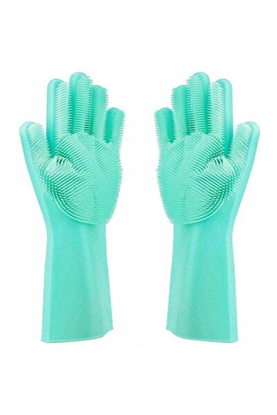 Generic 2-Piece Silicone Cleaning Glove Light Green