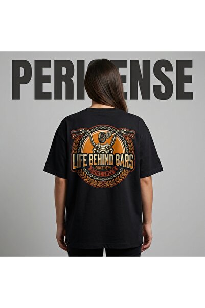 PERISENSE Tricou oversize unisex din bumbac pieptănat premium, cu imprimeu „L...