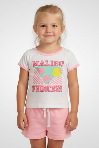 Freestyle Toddlers Girl 3 Pieces Graphic Print T-Shirt And Shorts, Set, Multi...